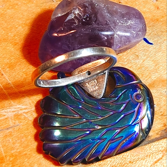 Esquisite, Triangle-Shaped Sterling Silver Ring Signed Anna Beck On The Back. - Picture 2 of 6